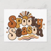 Groovy Spuk-Saison Retro-Halloween-Postkarte