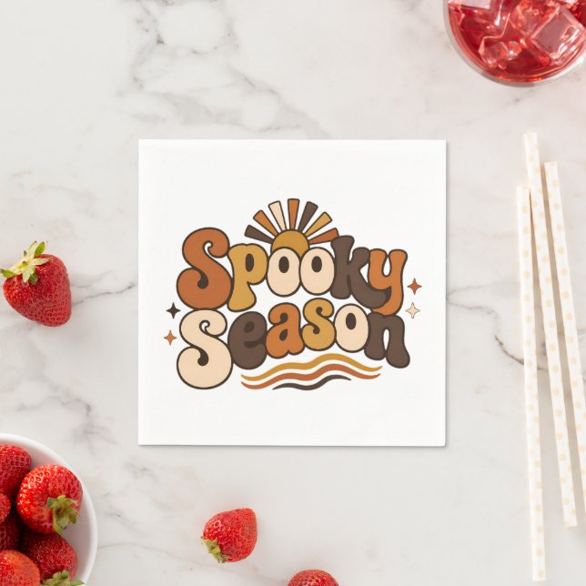 Groovy Spukzeit Retro-Halloween-Postkarte Serviette (Beispiel)