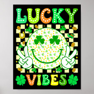Groovy St. Patrick's Day Glückliche Vibes Kleeblat Poster