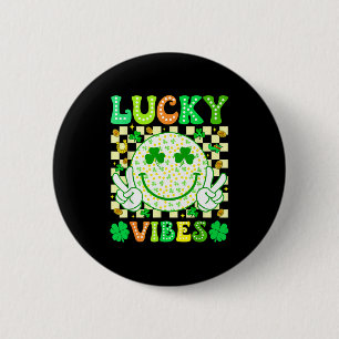 Groovy St. Patricks Day Glücksgefühle Shamrock Fra Button