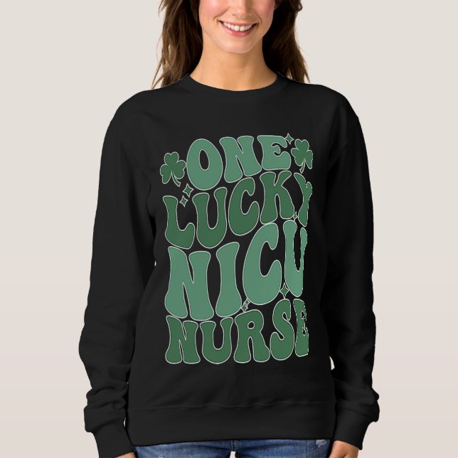 Groovy St Patrick's Day NICU Nurse Shamrock NICU N Sweatshirt (Vorderseite)