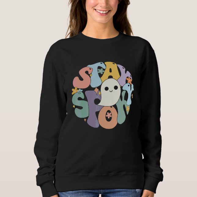 Groovy Stay Spooky Halloween Retro Boho Geist Flow Sweatshirt (Vorderseite)