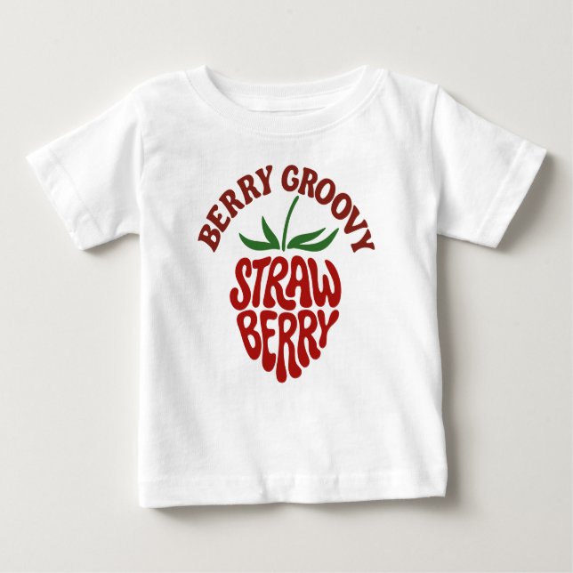 Groovy Strawberry Retro 70er Vibes Baby T-shirt (Vorderseite)