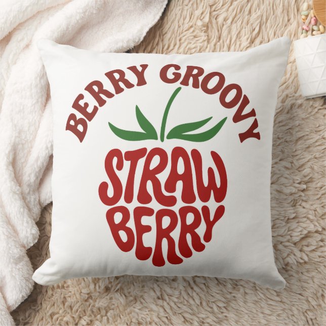 Groovy Strawberry Retro 70er Vibes Kissen (Decke)