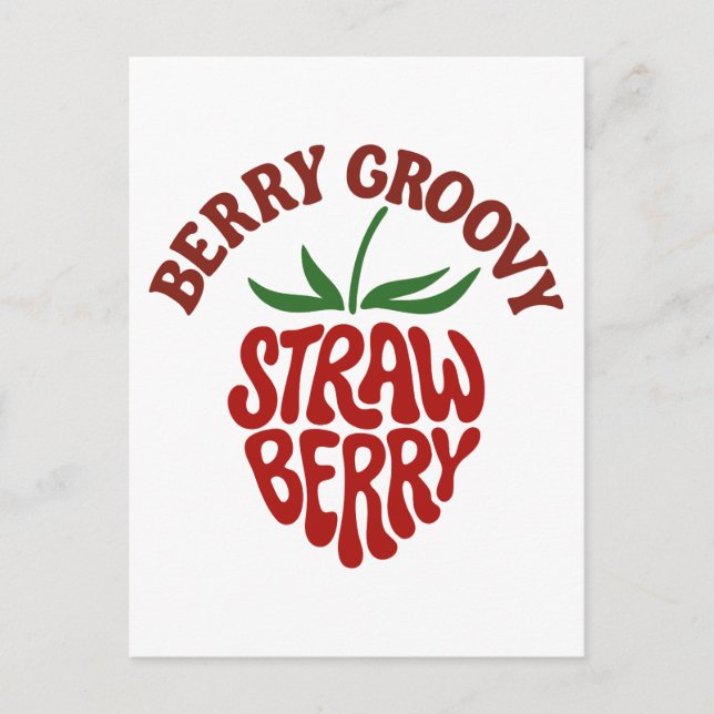 Groovy Strawberry Retro 70er Vibes Postkarte (Vorderseite)