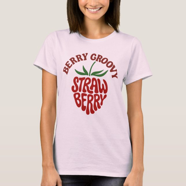 Groovy Strawberry Retro 70er Vibes T-Shirt (Vorderseite)