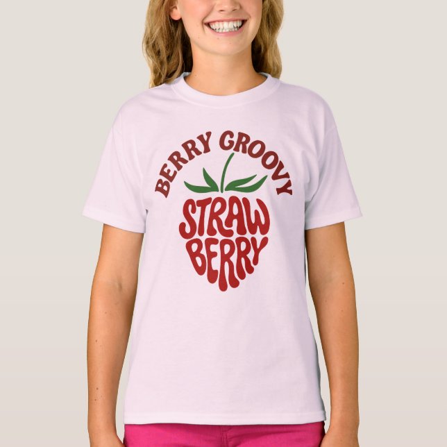 Groovy Strawberry Retro 70er Vibes T-Shirt (Vorderseite)