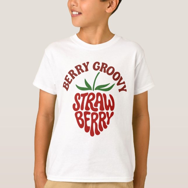 Groovy Strawberry Retro 70er Vibes T-Shirt (Vorderseite)