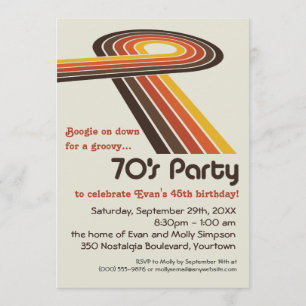 Groovy Streifen-70er Party Einladung