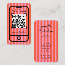 Groovy Streifen Kirschrosa handgeschriebener QR-Co