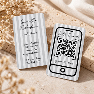 Groovy-Streifen Minimale handgeschriebene QR-Code Visitenkarte