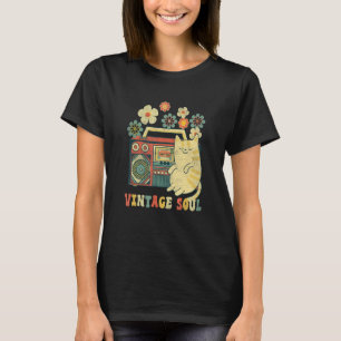 Groovy Style Katze Soul Retro Blumen Wildblume T-Shirt