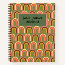 Groovy Style Rainbow Colorfull Sketch Art Notebook