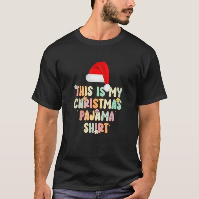 Groovy Style Santa Hat Pajama Christmas Merry Chri T-Shirt (Vorderseite)