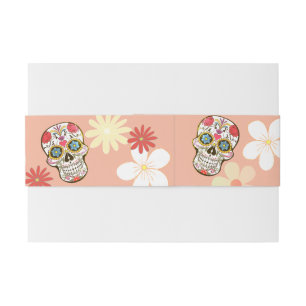 Groovy Sugar Skull Soft Colors Retro Blume Einladungsbanderole