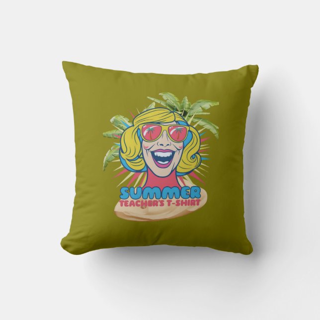 Groovy Summer Teacher Vibes Throw Kissen (Vorderseite)