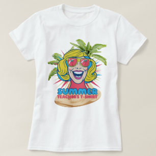 Groovy Summer Vibes Smiley T-Shirt für Lehrer
