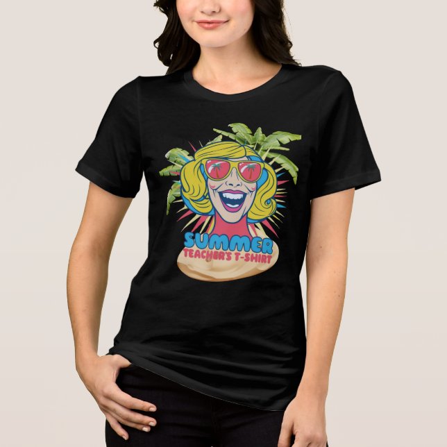 Groovy Summer Vibes Smiley T-Shirt für Lehrer Tri-Blend Shirt (Vorderseite)