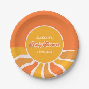 Groovy Sunshine 60er Retro Baby Dusche Pappteller