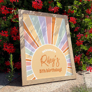 Groovy Sunshine Girl Geburtstagsparty Begrüßung Poster