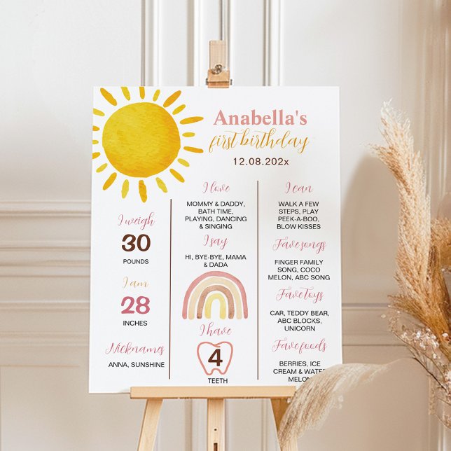 Groovy Sunshine Rainbow Birthday Milestone Poster (Von Creator hochgeladen)