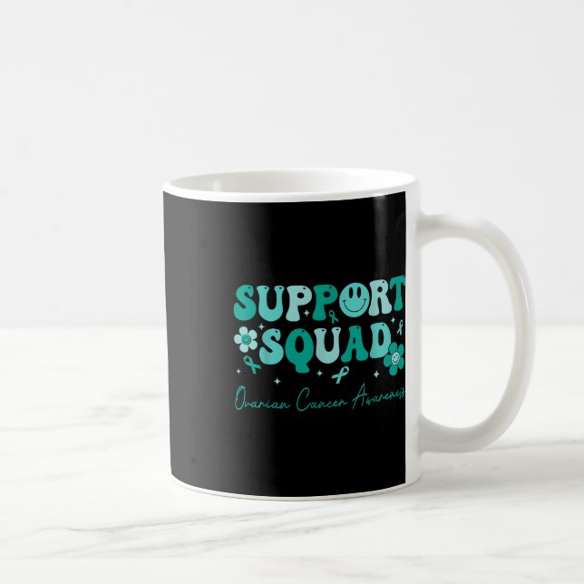 Groovy Support Squad Aquamarin Ribbon Ovarialkarzi Kaffeetasse (Rechts)
