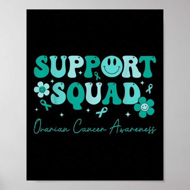 Groovy Support Squad Aquamarin Ribbon Ovarialkarzi Poster (Vorne)