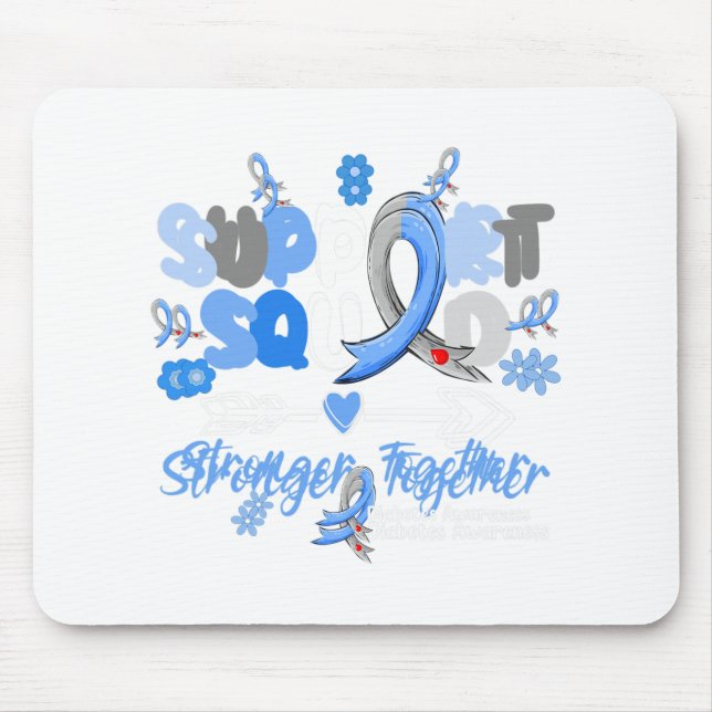 Groovy Support Squad Blue Ribbon Diabetes Awarenes Mousepad (Vorne)