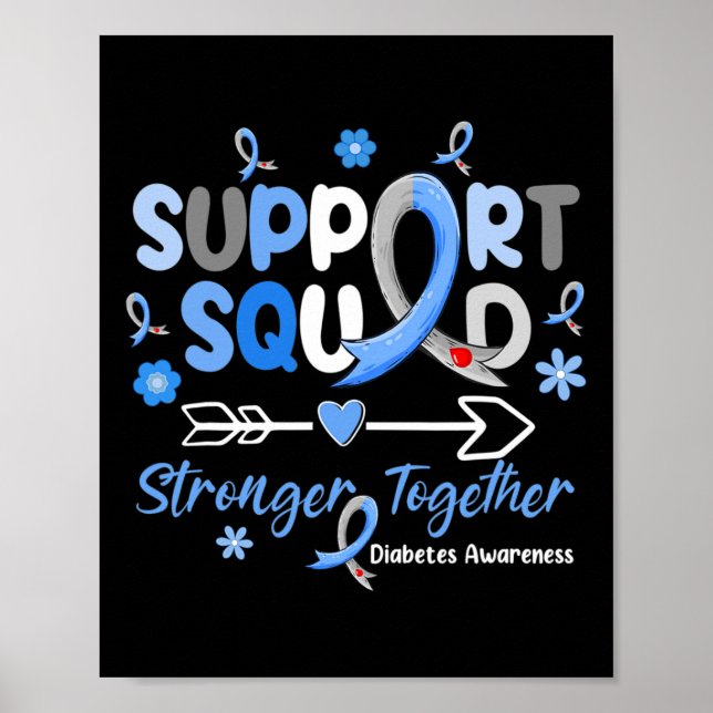 Groovy Support Squad Blue Ribbon Diabetes Awarenes Poster (Vorne)