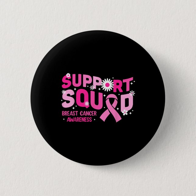 Groovy Support Squad Breast Cancer Awareness Pink Button (Vorderseite)