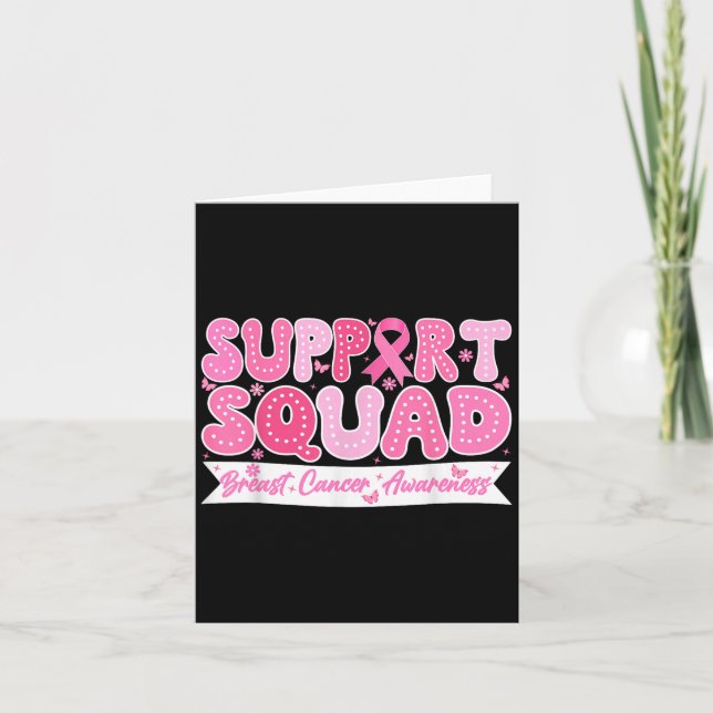 Groovy Support Squad Breast Cancer Awareness Pink Karte (Vorderseite)