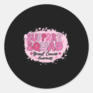 Groovy Support Squad Breast Cancer Awareness Pink Runder Aufkleber