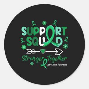 Groovy Support Squad Green Ribbon Liver Cancer Awa Runder Aufkleber