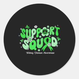 Groovy Support Squad Green Ribbon Niere Krankheit Runder Aufkleber