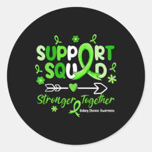 Groovy Support Squad Green Ribbon Niere Krankheit  Runder Aufkleber