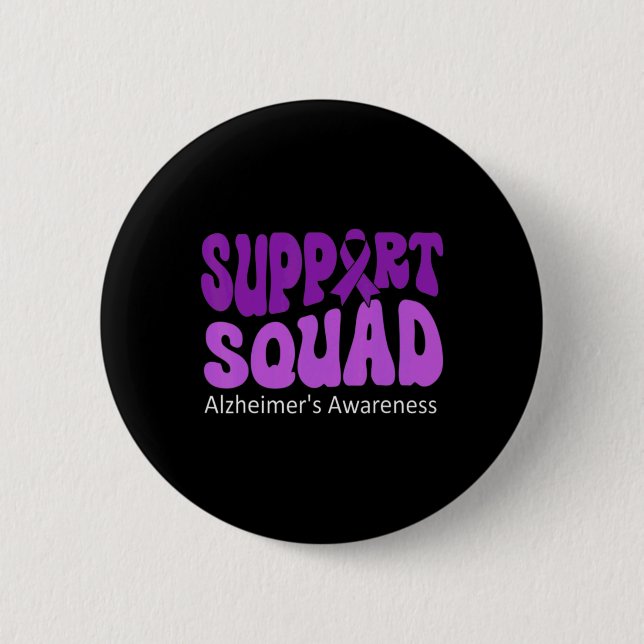 Groovy Support Squad Lila Ribbon Brain Heimerhei Button (Vorderseite)