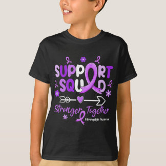 Groovy Support Squad Lila Ribbon Fibromyalgia Aw T-Shirt