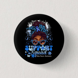 Groovy Support Squad Messy Bun Colon Cancer Awaren Button