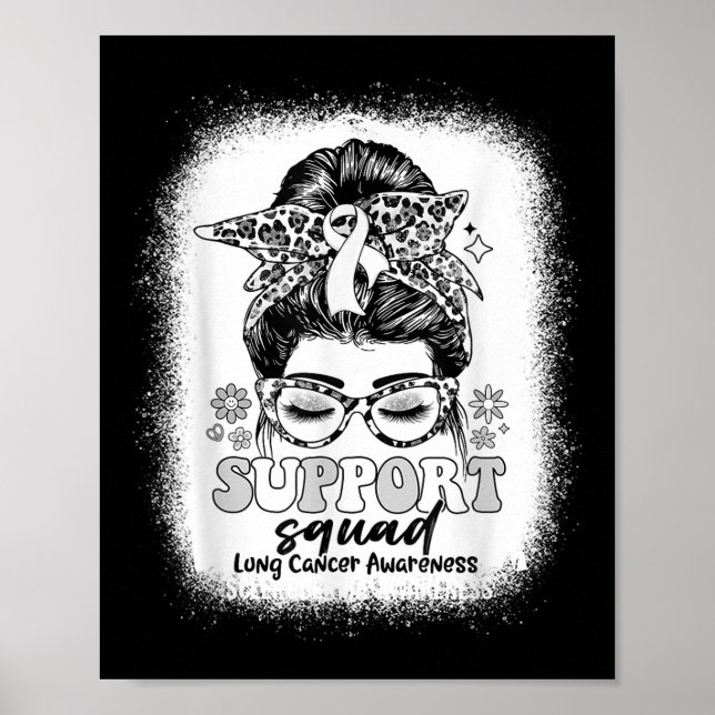 Groovy Support Squad Messy Bun Lung Cancer Awarene Poster (Vorne)