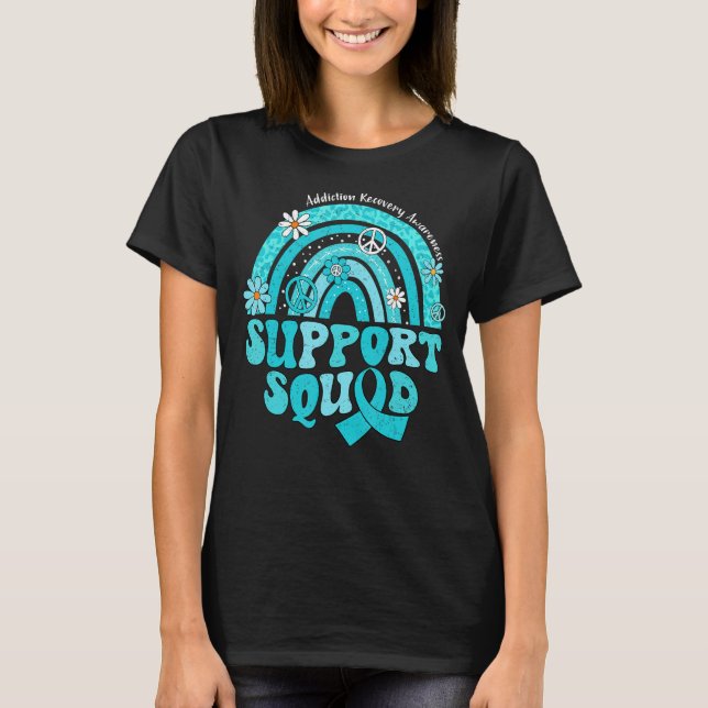 Groovy Support Squad Rainbow Addiction Recovery Aw T-Shirt (Vorderseite)