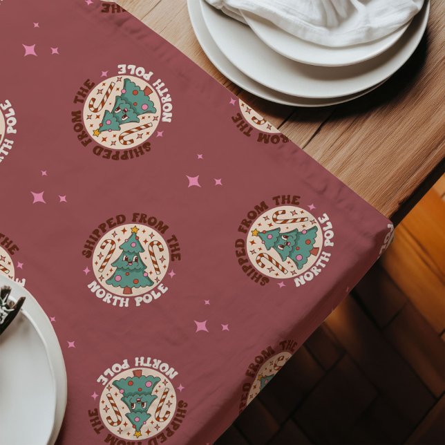 Groovy Table Décor 70s Pastel Christmas Style Großer Tischläufer (Groovy Table Décor 70s Pastel Christmas Style)