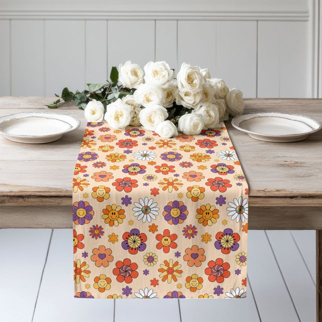 Groovy Table Runner 70s Pastel Colorful Vibes Großer Tischläufer (Groovy Table Runner 70s Pastel Colorful Vibes)