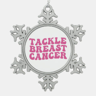 Groovy Tackle Brustkrebsbewusstsein  Schneeflocken Zinn-Ornament