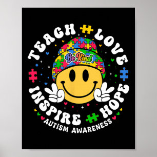 Groovy Teach Hope Liebe Inspirierte Lehrer Autismu Poster
