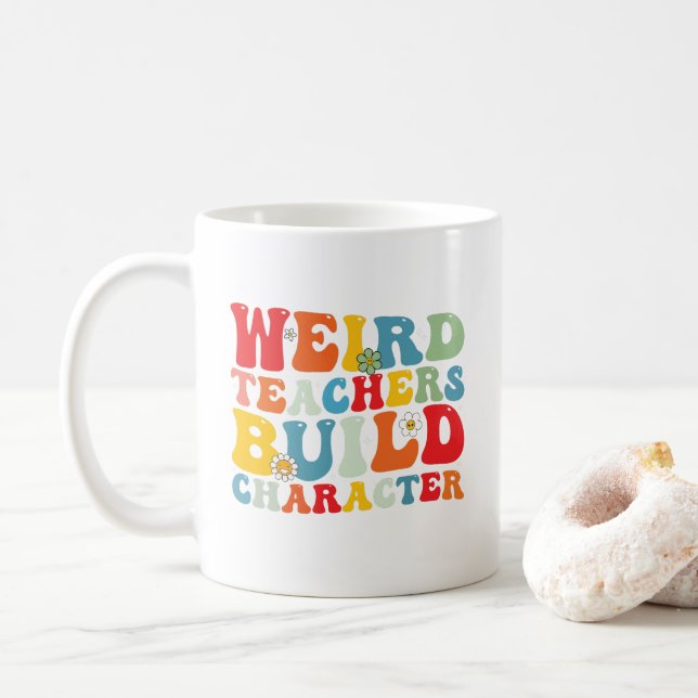 Groovy Teacher Build-Charakter Kaffeetasse (Mit Donut)