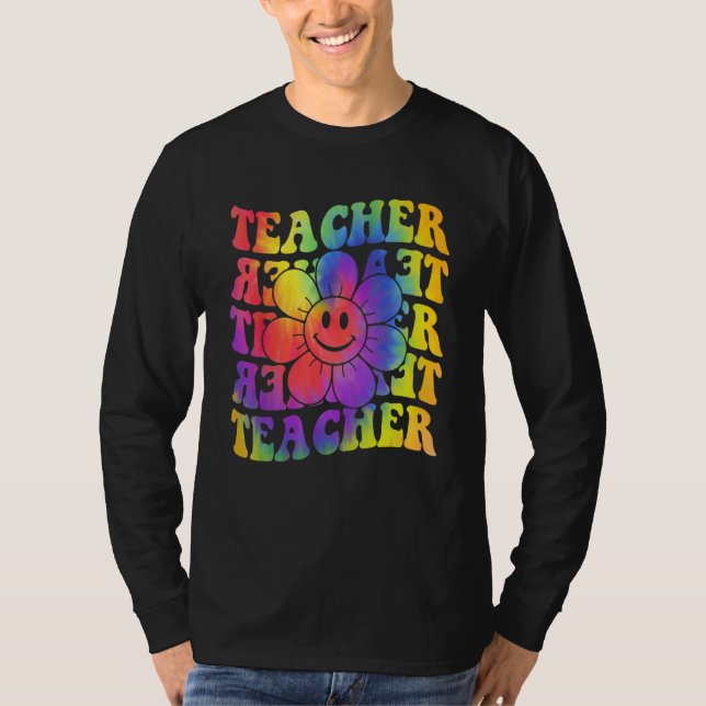 Groovy Teacher Cute Daisy Tie Dye Happy Back To Sc T-Shirt (Vorderseite)