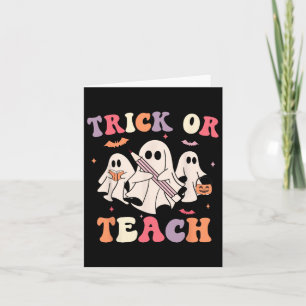 Groovy Teacher Halloween Retro Trick oder Teach Fl Karte