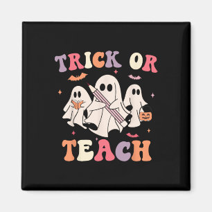 Groovy Teacher Halloween Retro Trick oder Teach Fl Magnet