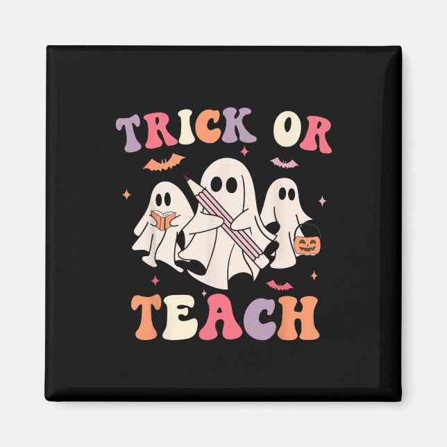 Groovy Teacher Halloween Retro Trick oder Teach Fl Magnet (Vorne)