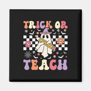 Groovy Teacher Halloween Retro Trick oder Teach Fl Magnet